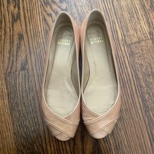 SUART WEITZMAN Peep Toe Beige Patent Flats 7.5